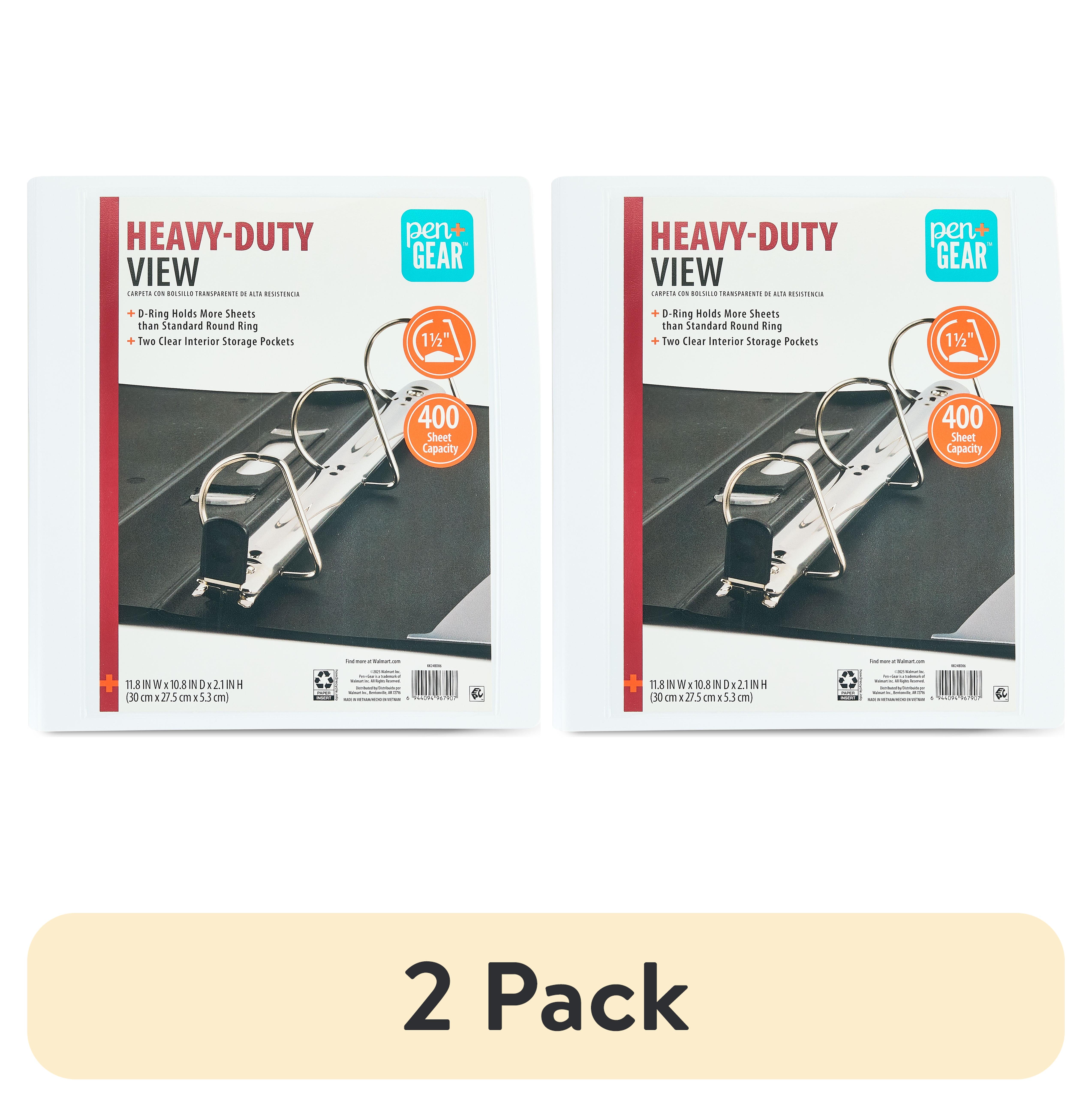 (2 pack) Pen+Gear Heavy Duty View 1.5" D-Ring Binder, White