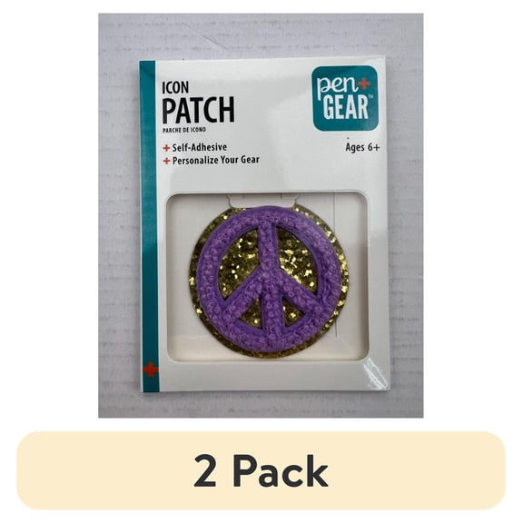 (2 pack) Pen+Gear Icon Patch Sticker 'Peace Sign' Lavender, Chenille