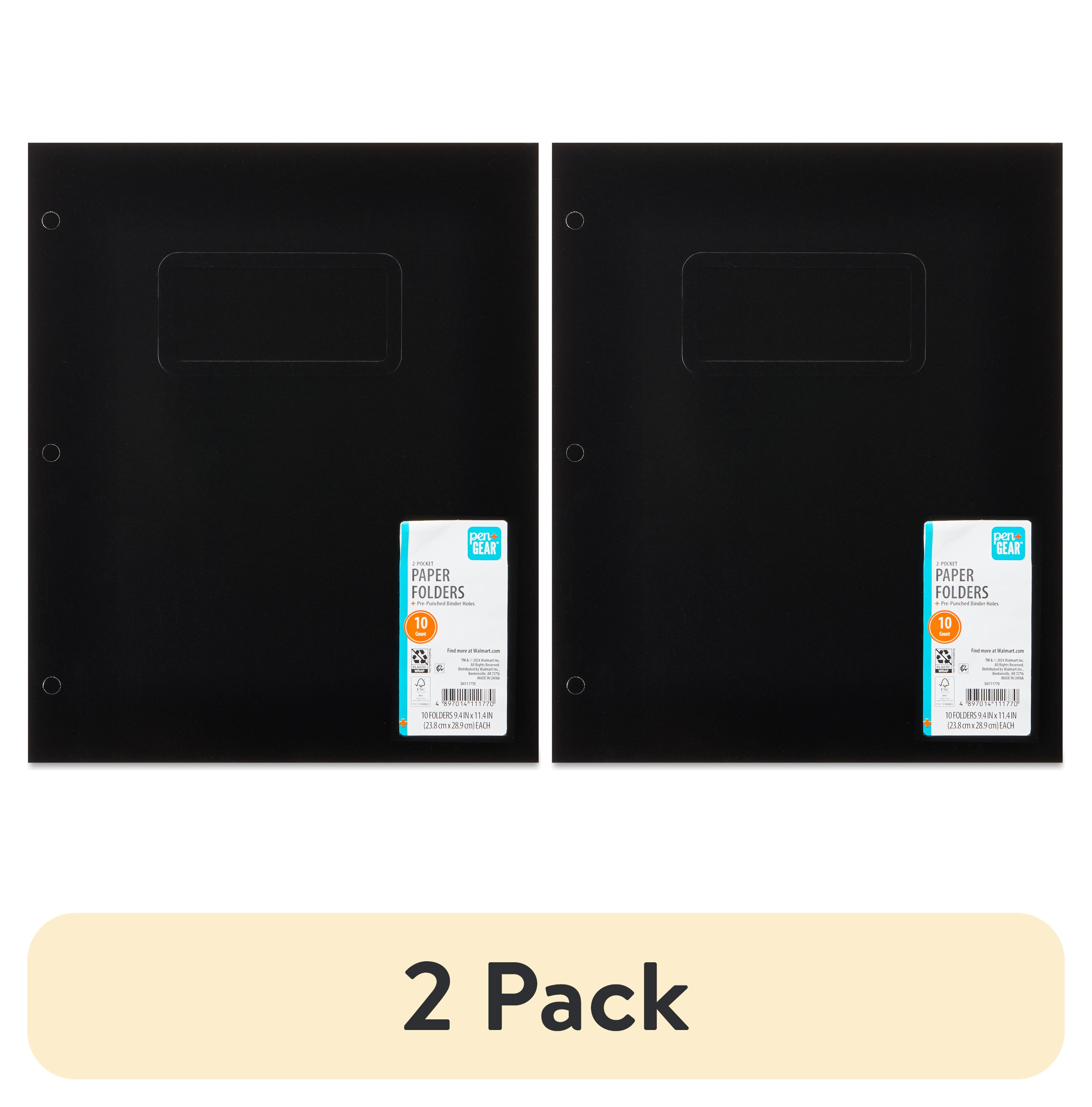 (2 pack) Pen+Gear Letter Size 2-Pocket Paper Folders, Black, 9.4" x 11.4", 10 Count