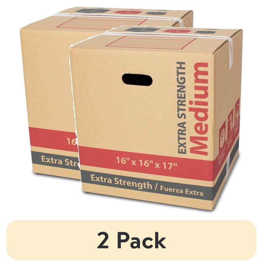 (2 pack) Pen + Gear Medium Extra Strength Recycled Kraft Moving and Storage Box, 16L x 16W x 17H