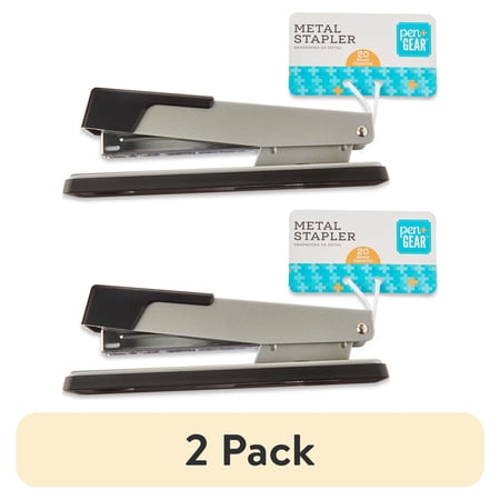 (2 pack) Pen+Gear Metal Stapler, 20 Sheet Capacity, Desk, Office, Silver,Model No.KK0327BC