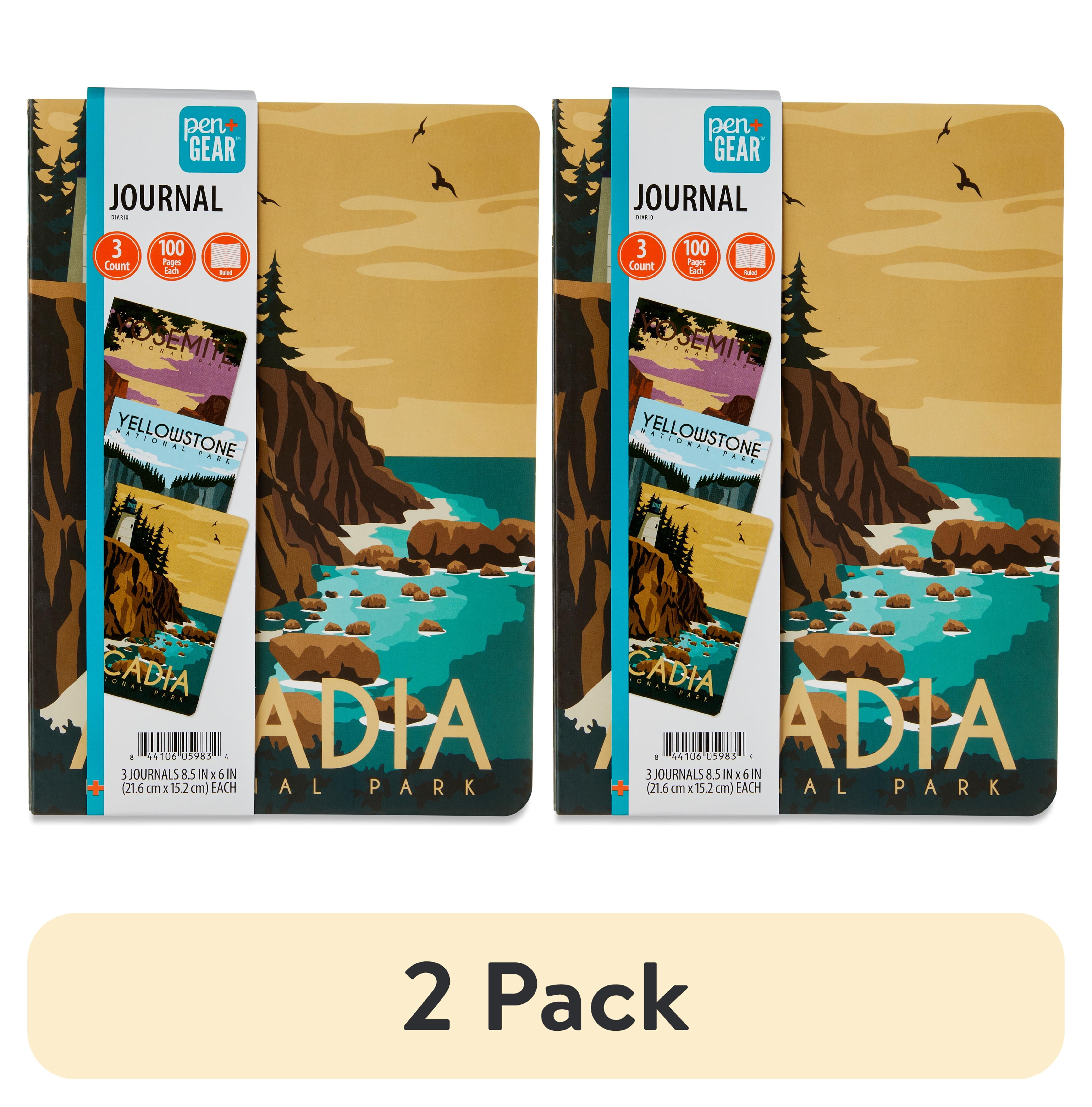 (2 pack) Pen+Gear National Park Fashion Journals, 8.5" x 6", 100 Ruled Pages Each, Set of 3, All Ages