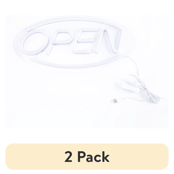 (2 pack) Pen+Gear Neon LED Open Sign, 17.7 x 8.7 in, Red and Blue Lights, Plug-in Powered, Clear Display