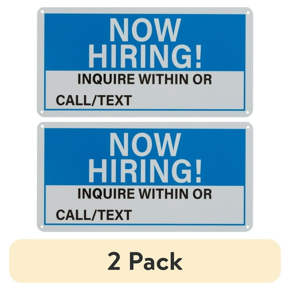(2 pack) Pen+Gear Now Hiring Sign, 5.9X11.4inch, Blue Color, 1 Pack