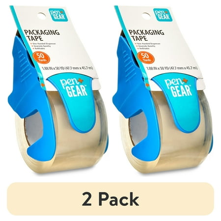 (2 pack) Pen+Gear Packing Tape with One-Handed Dispenser, Clear, 1.88" x 50 yds