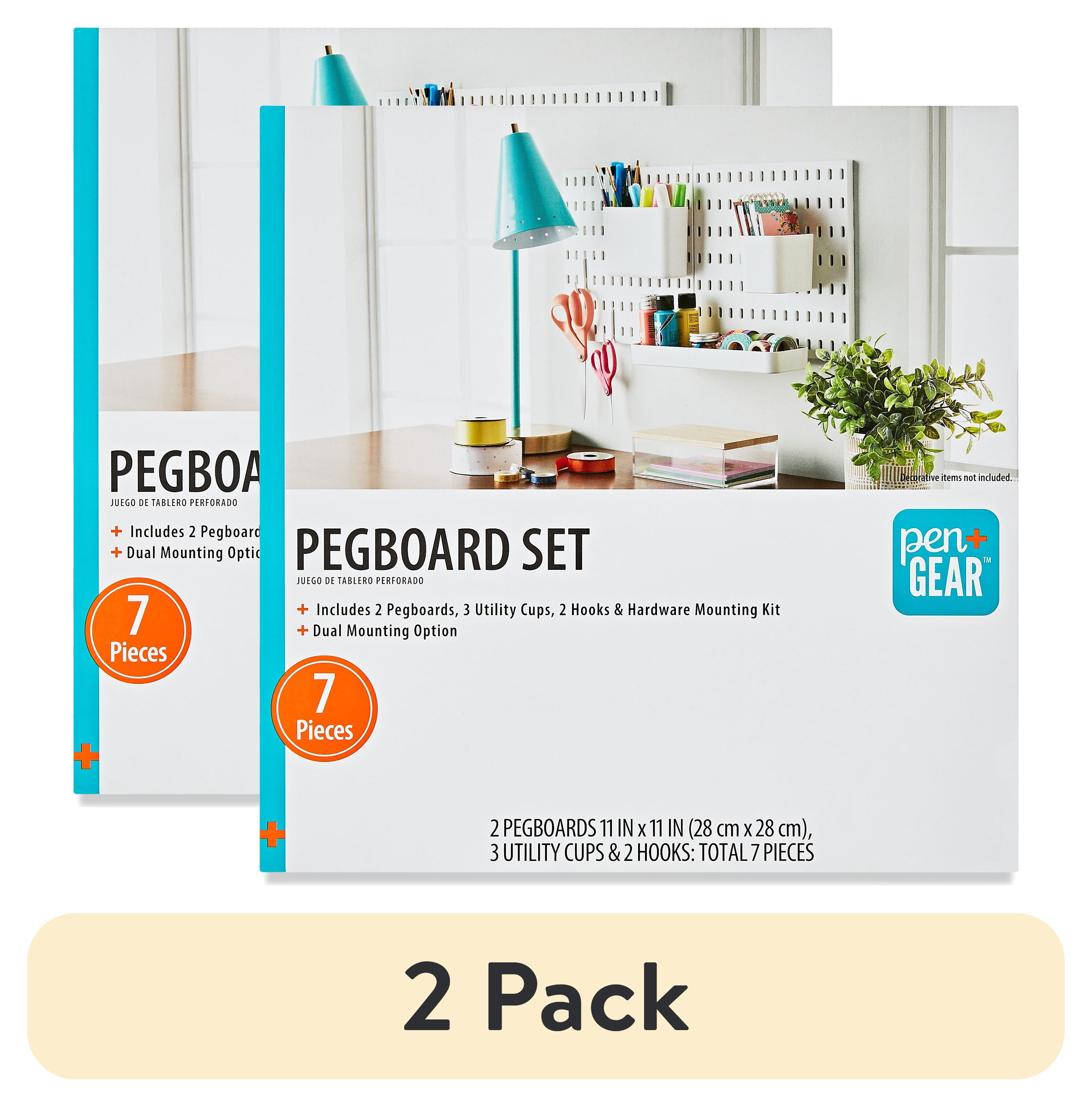 (2 pack) Pen+Gear Pegboard Set, White, 7 Pieces, Wall Hanging
