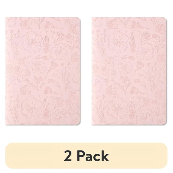 (2 pack) Pen + Gear Pink Journal with Vegan Leather Cover and Stitched Spine for Teens and Adults