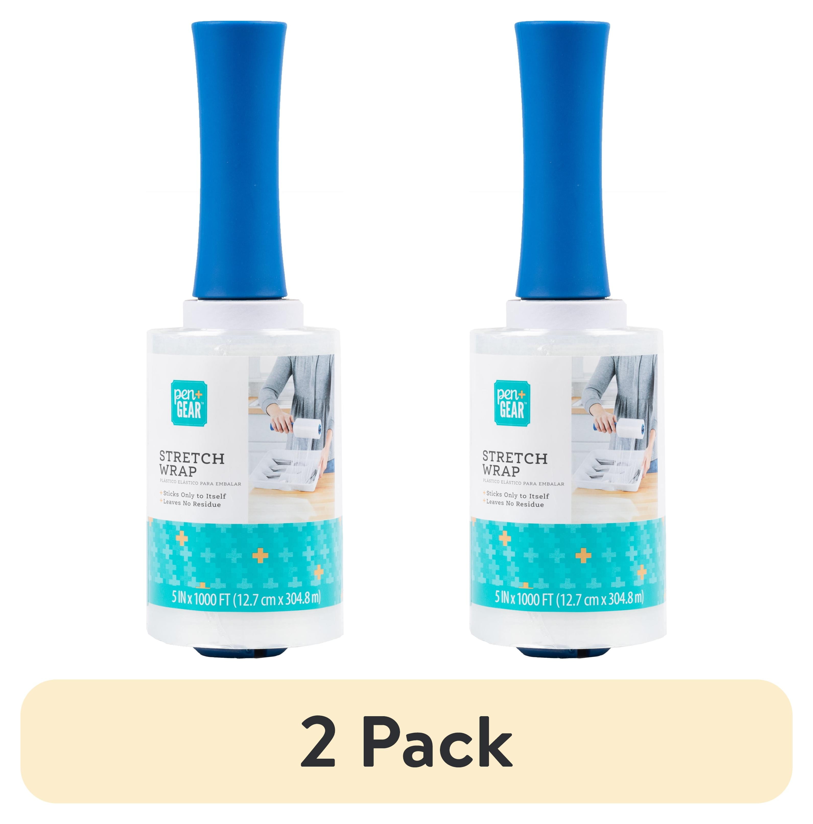 (2 pack) Pen + Gear Plastic Stretch Wrap, 5 in. x 1000 ft., Clear
