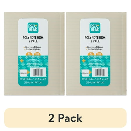 (2 pack) Pen+Gear Poly Notebooks, Black & White, 5.75" x 4.2", 80 Ruled Pages, 2 Count