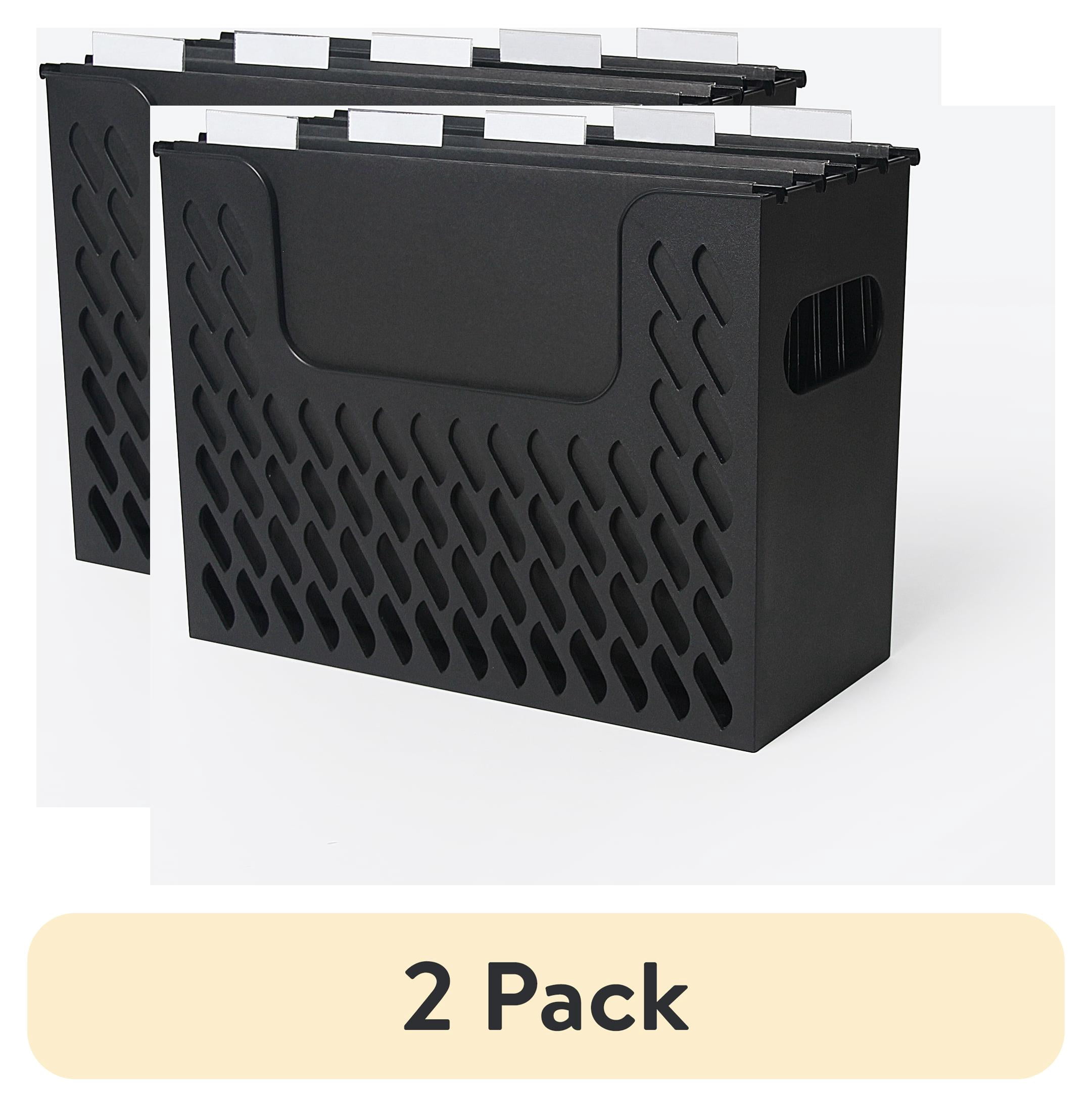 (2 pack) Pen + Gear Portable Black File Organizer Box with 5 Hanging Folders, Letter Size