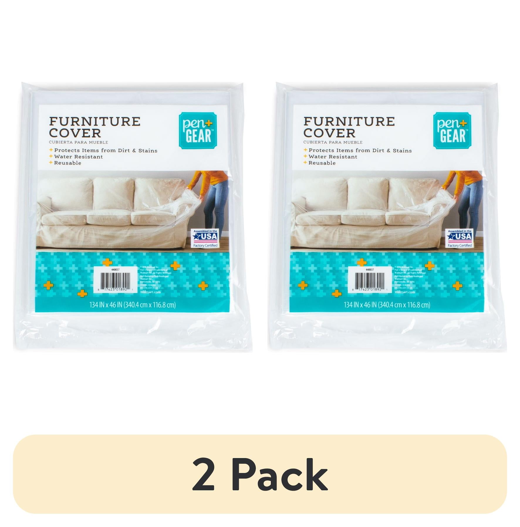 (2 pack) Pen+Gear Furniture Cover, Protects Furniture for Moving and Storing, Clear, 134 in. x 46 in.