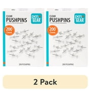 (2 pack) Pen + Gear Push Pin, Clear, 200 Count