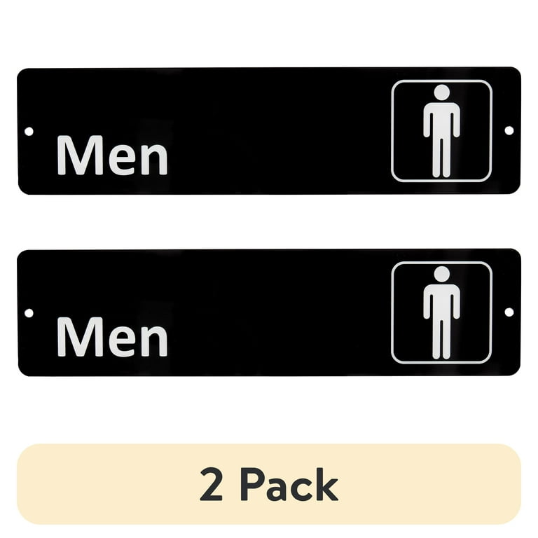 2 pack) Pen+Gear Restroom Sign, 2-Pack, 2 × 8 Inches, Black