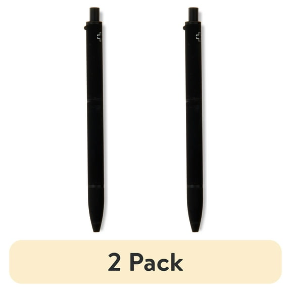 (2 pack) Pen+Gear Retractable Ballpoint Hybrid Ink Pen, Medium Point, 1 mm, Black Ink, 2 Count
