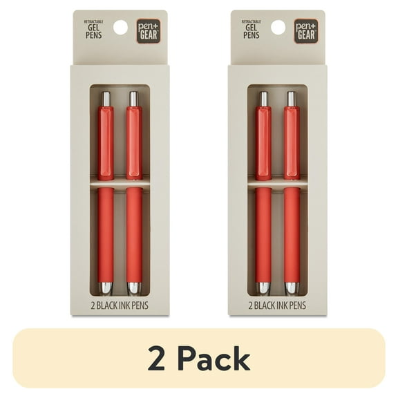 (2 pack) Pen+Gear Retractable Gel Pens, Medium Point, 0.7 mm, Black Ink, 2 Count