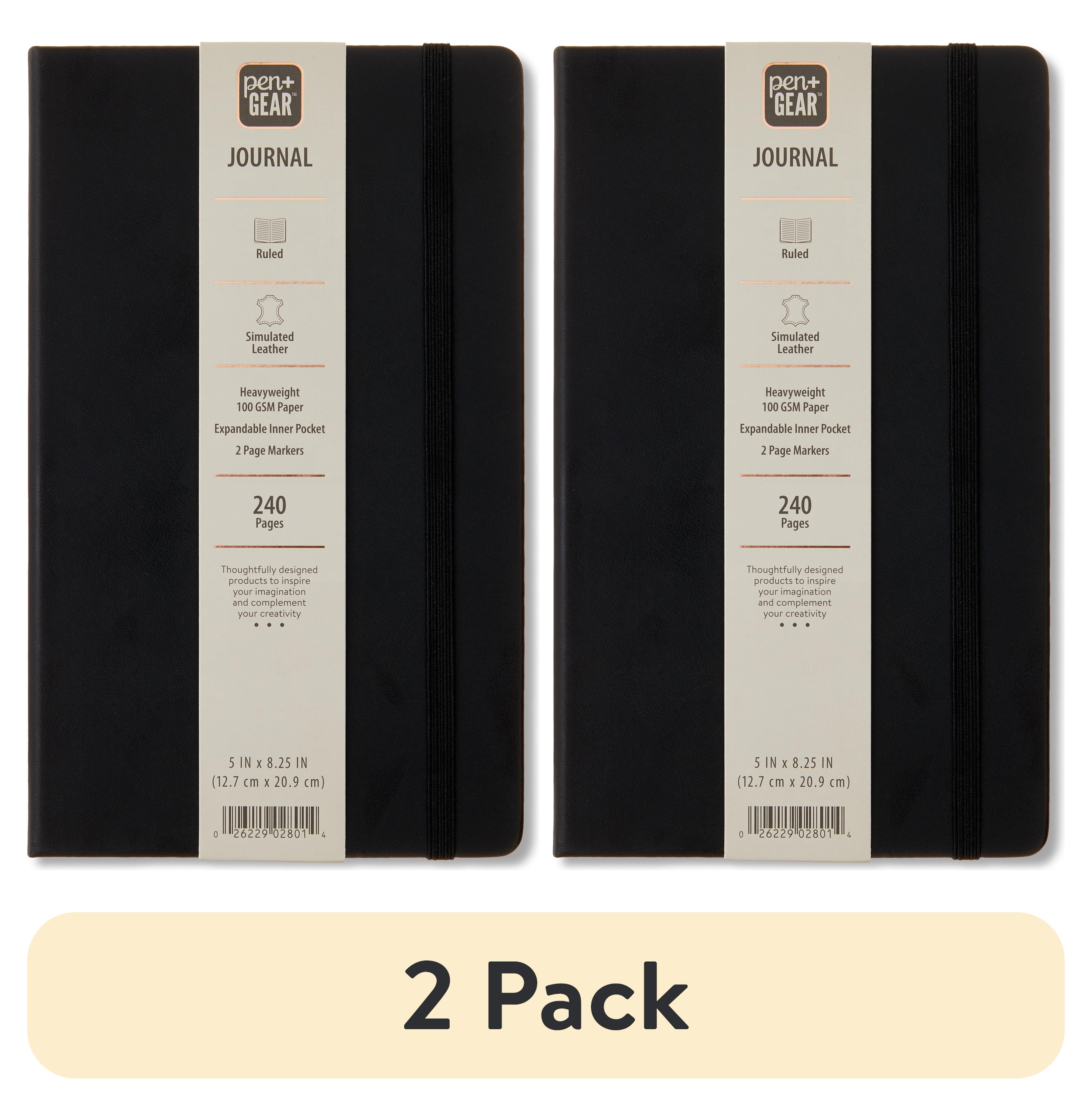 (2 pack) Pen+Gear Simulated Leather Journal, Black, 5" x 8.25", 240 Ruled Pages