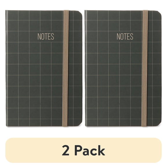 (2 pack) Pen+Gear Taupe Small Journal with Elastic Closure, 3.75" x 5.75", 80 Ruled Pages