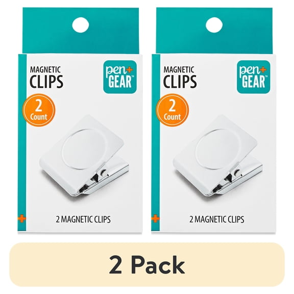 (2 pack) Pen+Gear Square Magnetic Clips, Silver, 2 Count