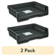 (2 pack) Pen+Gear Stackable Plastic Letter Trays, Desktop File Document Organizers, Black, 2 Count