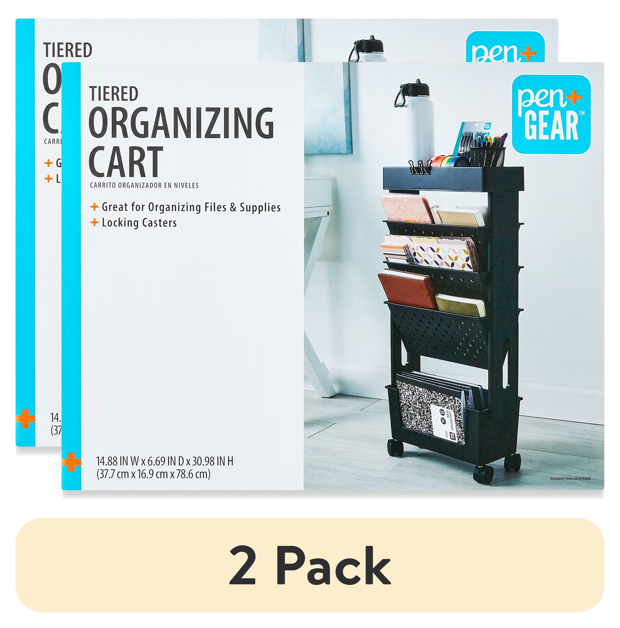 (2 pack) Pen+Gear Tiered Organizing Cart, Black