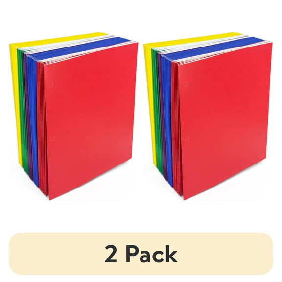 (2 pack) Pen+Gear Two Pocket Paper Portfolios, 50 Count, Assorted Colors, 11.80 in x 9.80 in