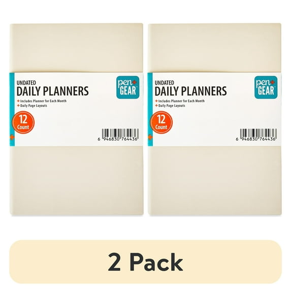 (2 pack) Pen+Gear Undated Daily Planners, Multi-Color, 3.5 in x 5 in, 12 Count