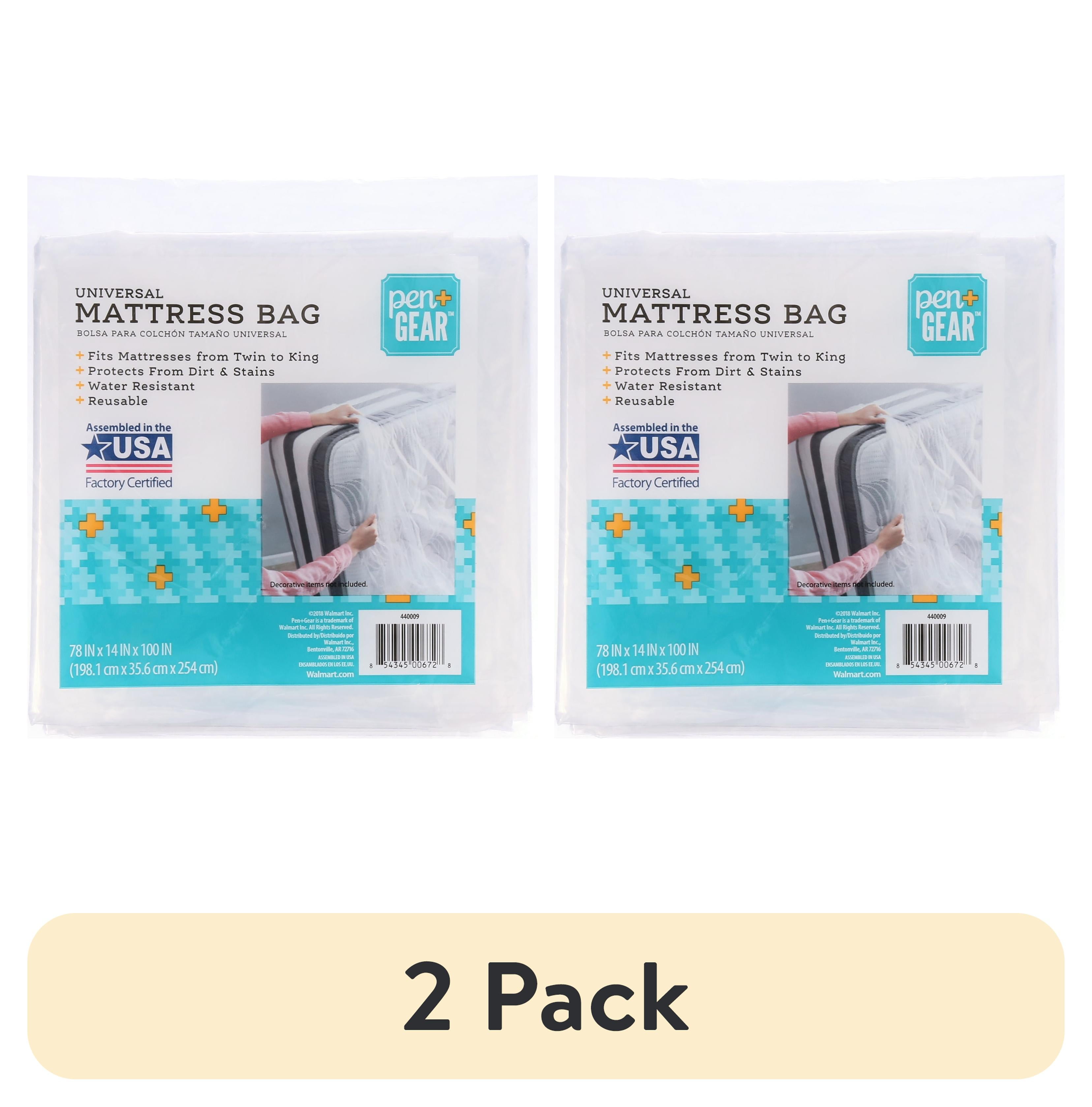 (2 pack) Pen+Gear Universal Mattress Bag, Clear Plastic, Fits Up to King