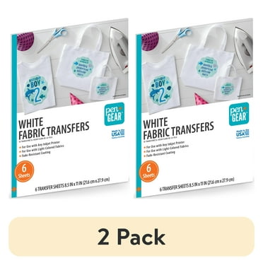 (2 pack) Pen+Gear White Fabric Transfer Paper, Inkjet Printable, 8.5" x 11", 6 Sheets