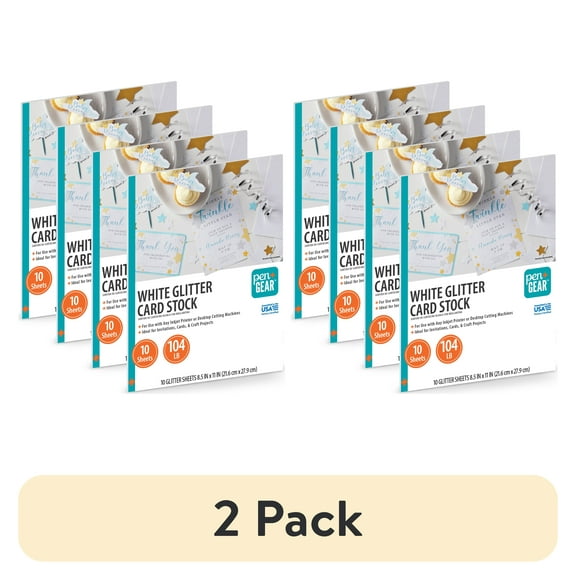 (2 pack) Pen+Gear White Glitter Card Stock, 8.5" x 11", 104 lb, 40 Sheets