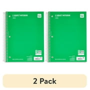 (2 pack) Pen + Gear Wide Ruled 5-Subject Notebook, 8" x 10.5", Green, 180 Sheets