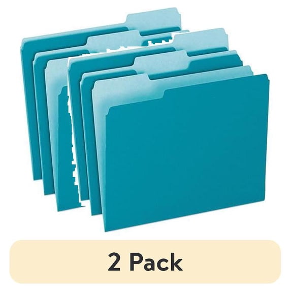 (2 pack) Pendaflex Colored File Folders 1/3 Cut Top Tab Letter Teal/Light Teal 100/Box 15213TEA