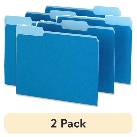 (2 pack) Pendaflex Two-Tone File Folder, Letter Size, 1/3 Cut Tabs, Blue, Pack of 100