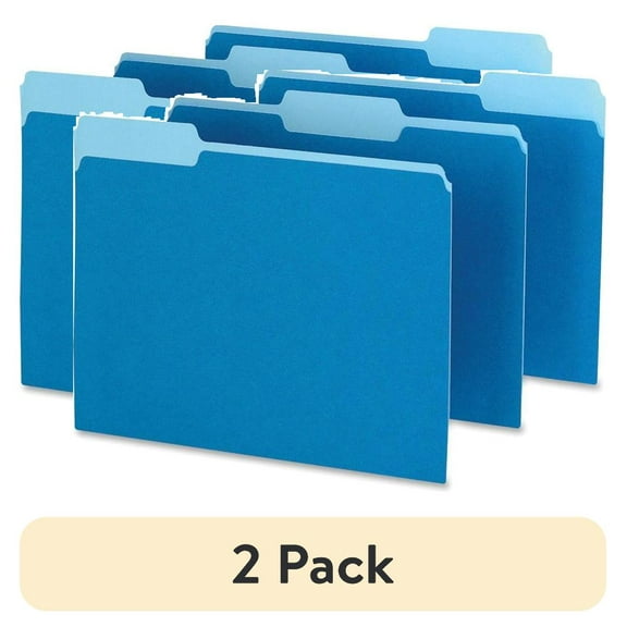 (2 pack) Pendaflex Two-Tone File Folder, Letter Size, 1/3 Cut Tabs, Blue, Pack of 100