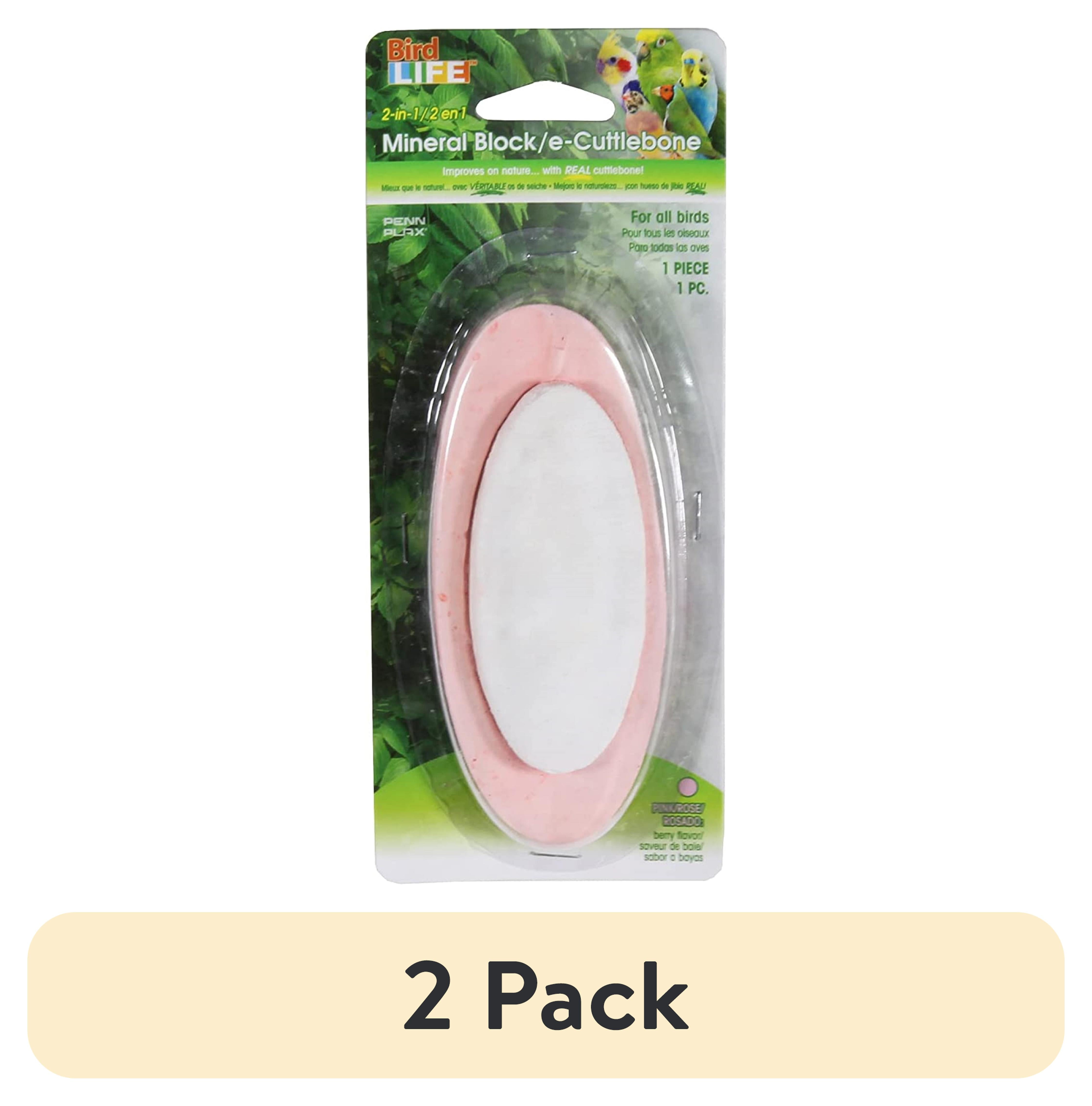 (2 pack) Penn-Plax 2-in-1 E-Cuttlebone & Mineral Block for Birds – Berry Flavor – 1 Pack