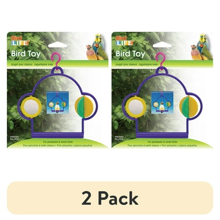 (2 pack) Penn-Plax Bird Swing with Mirror and Spinner Toy – Plastic – Multicolor