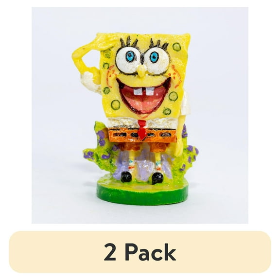 (2 pack) Penn-Plax Nickelodeon SpongeBob Mini Resin Figures Assorted Aquarium Decor - Character May Vary