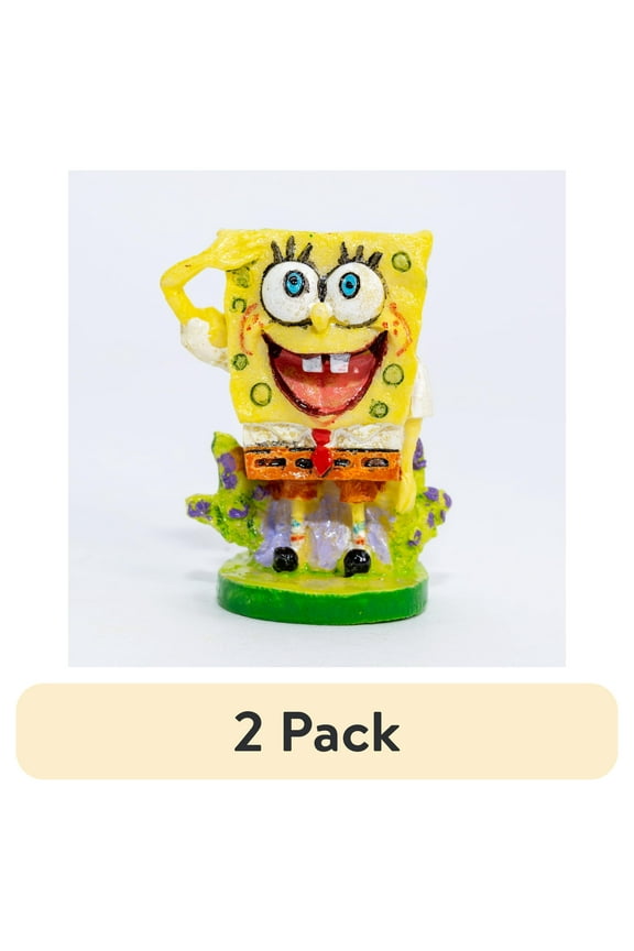 (2 pack) Penn-Plax Nickelodeon SpongeBob Mini Resin Figures Assorted Aquarium Decor - Character May Vary