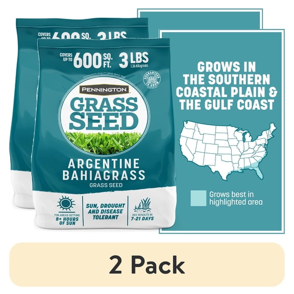 (2 pack) Pennington Argentine Bahiagrass Grass Seed, Grass Seed for Full Sun, 3 lb.