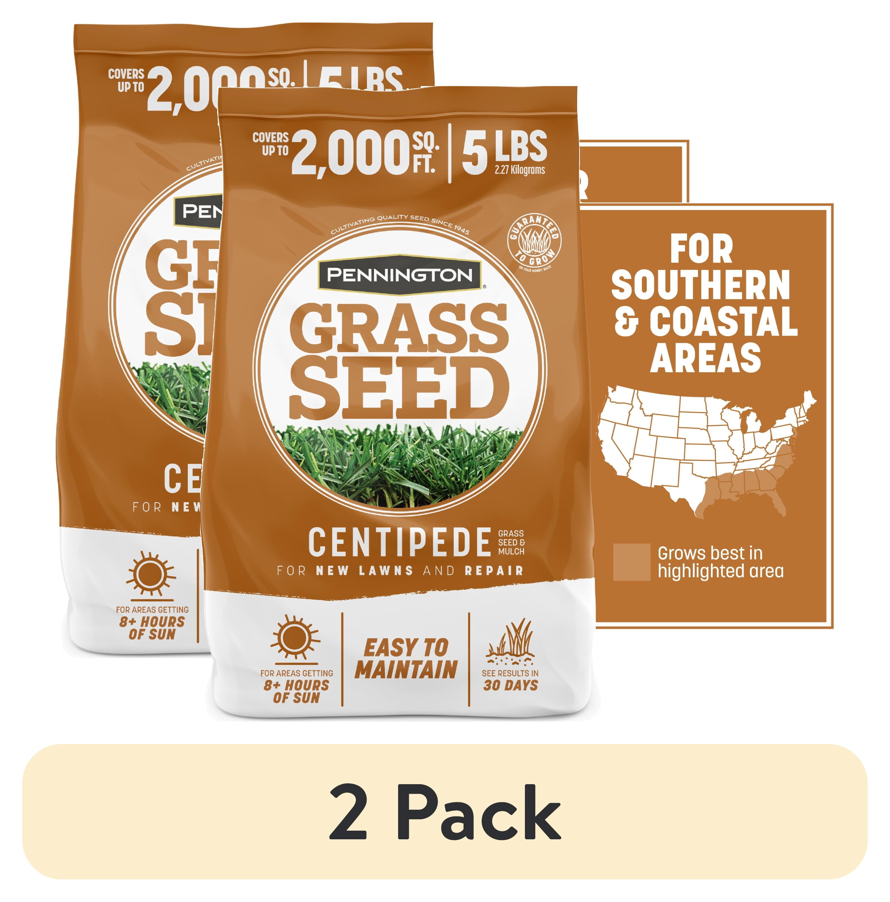 (2 pack) Pennington Centipede Grass Seed with Mulch; 5 lbs., Grass Seeds for Lawn, for Full Sun