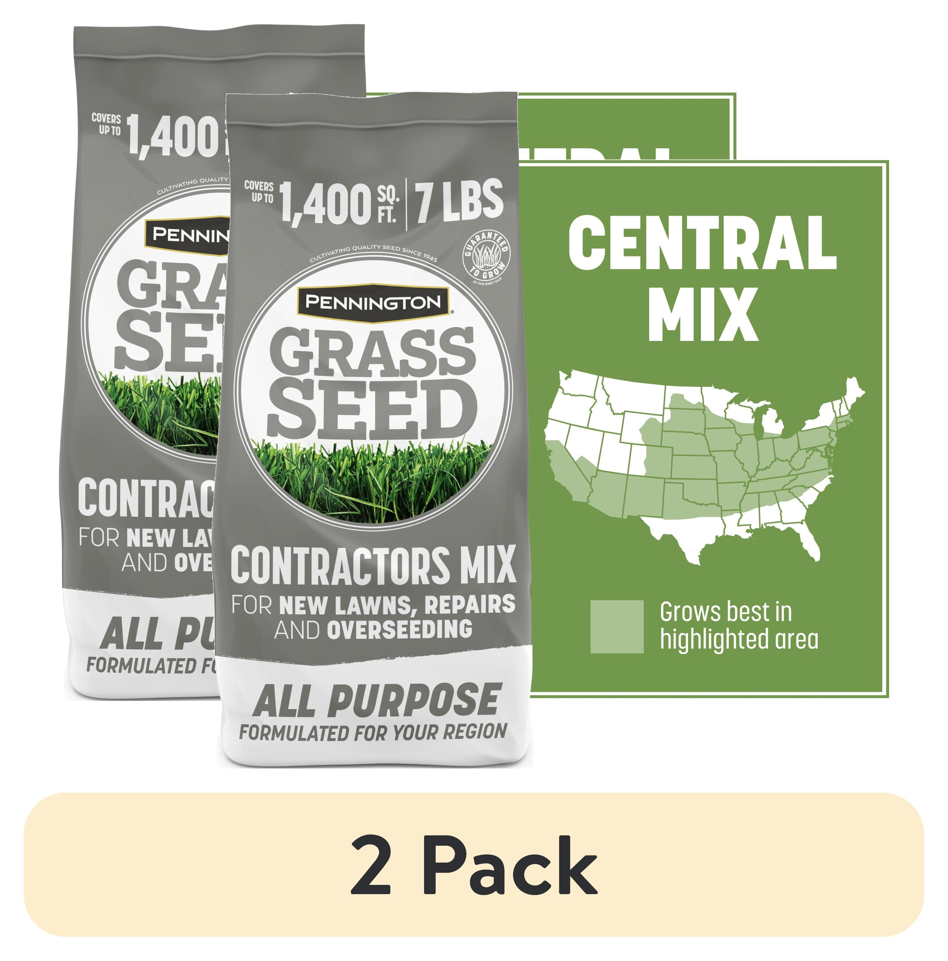 (2 pack) Pennington Contractors Central Grass Seed Mix, for Sun to Partial Shade, 7 lb.