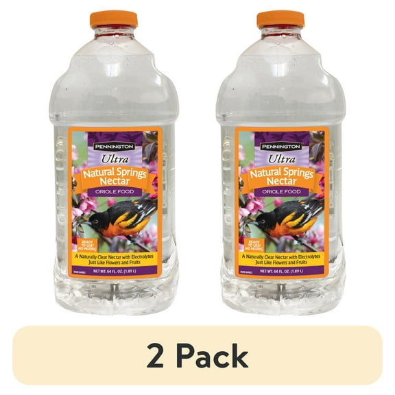 (2 pack) Pennington Natural Springs Ready to Use Fresh Oriole Nectar, 64 Fl Oz Liquid Wild Bird Food, 1 Pack