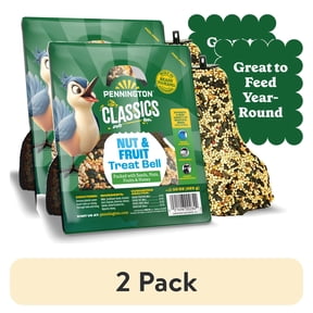 (2 pack) Pennington Nut and Fruit Treat Bell, Wild Bird Feed and Bird Seeds, 15 oz., Dry, 1 Pack