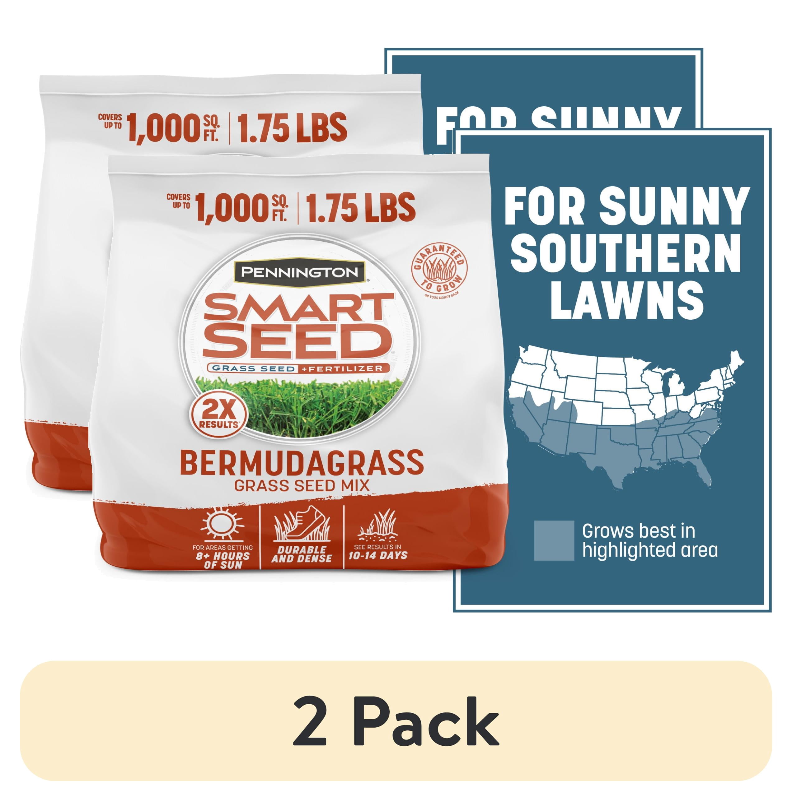 (2 pack) Pennington Smart Seed Bermudagrass Grass, Bermuda Grass Seeds for Lawn, Full Sun, 1.75 lb