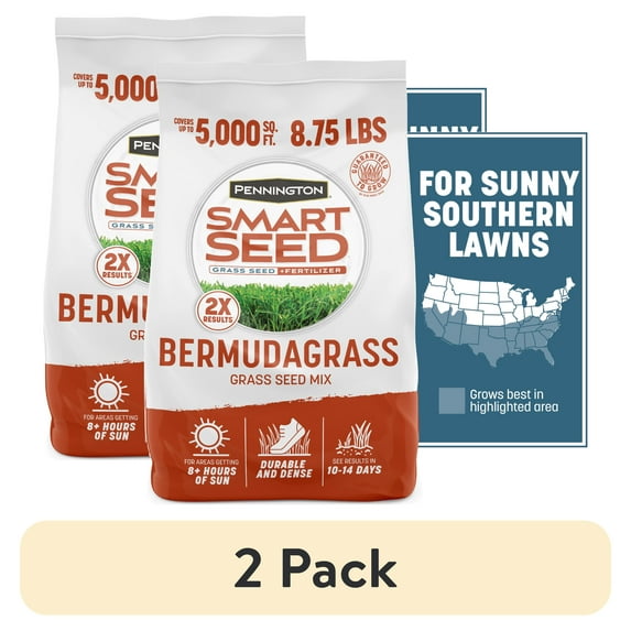 (2 pack) Pennington Smart Seed Bermudagrass Grass Seed Mix, for Full Sun, 8.75 lb.