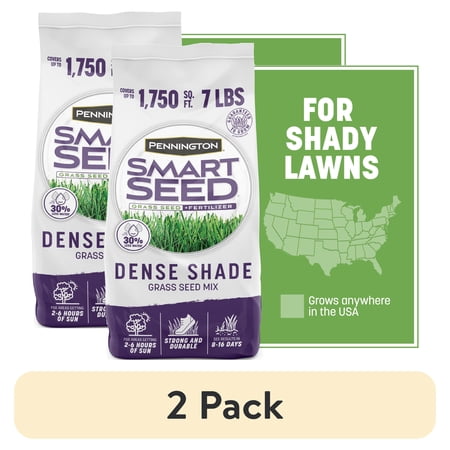 (2 pack) Pennington Smart Seed, Dense Shade Grass Mix, for Partial to Full Shade yard, Fescue Grass Seed for Lawn, 7.0 lb New Bag