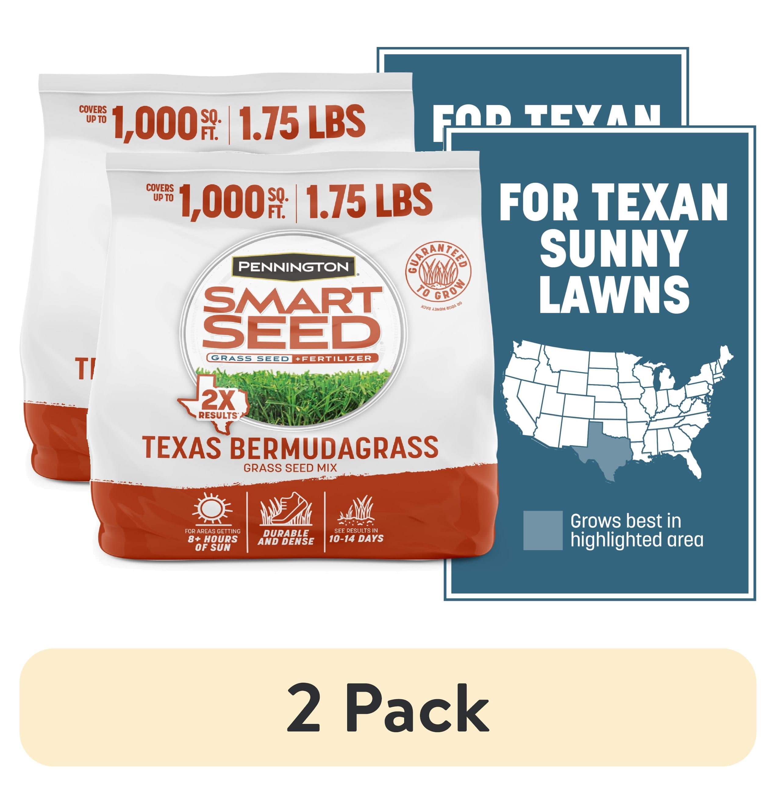 (2 pack) Pennington Smart Seed Texas Bermudagrass Grass Seed Mix, for Full Sun, 1.75 lb. New Bag