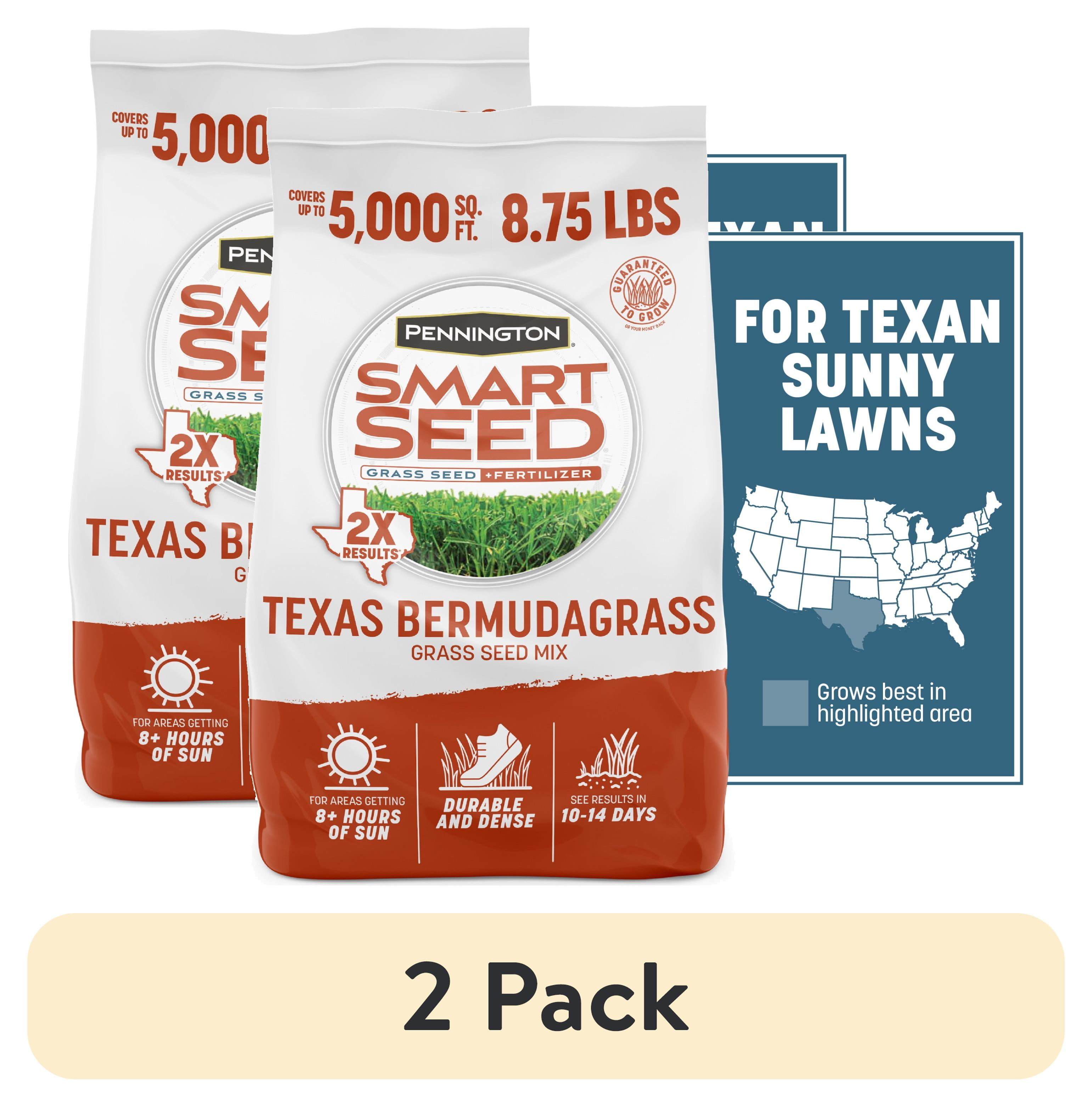 (2 pack) Pennington Smart Seed Texas Bermuda Grass Seeds for Lawn, Full Sun, 8.75 lb Bag
