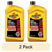 عبوتان من زيت المحرك Pennzoil High Mileage Full Synthetic 0W-20، سعة ربع جالون