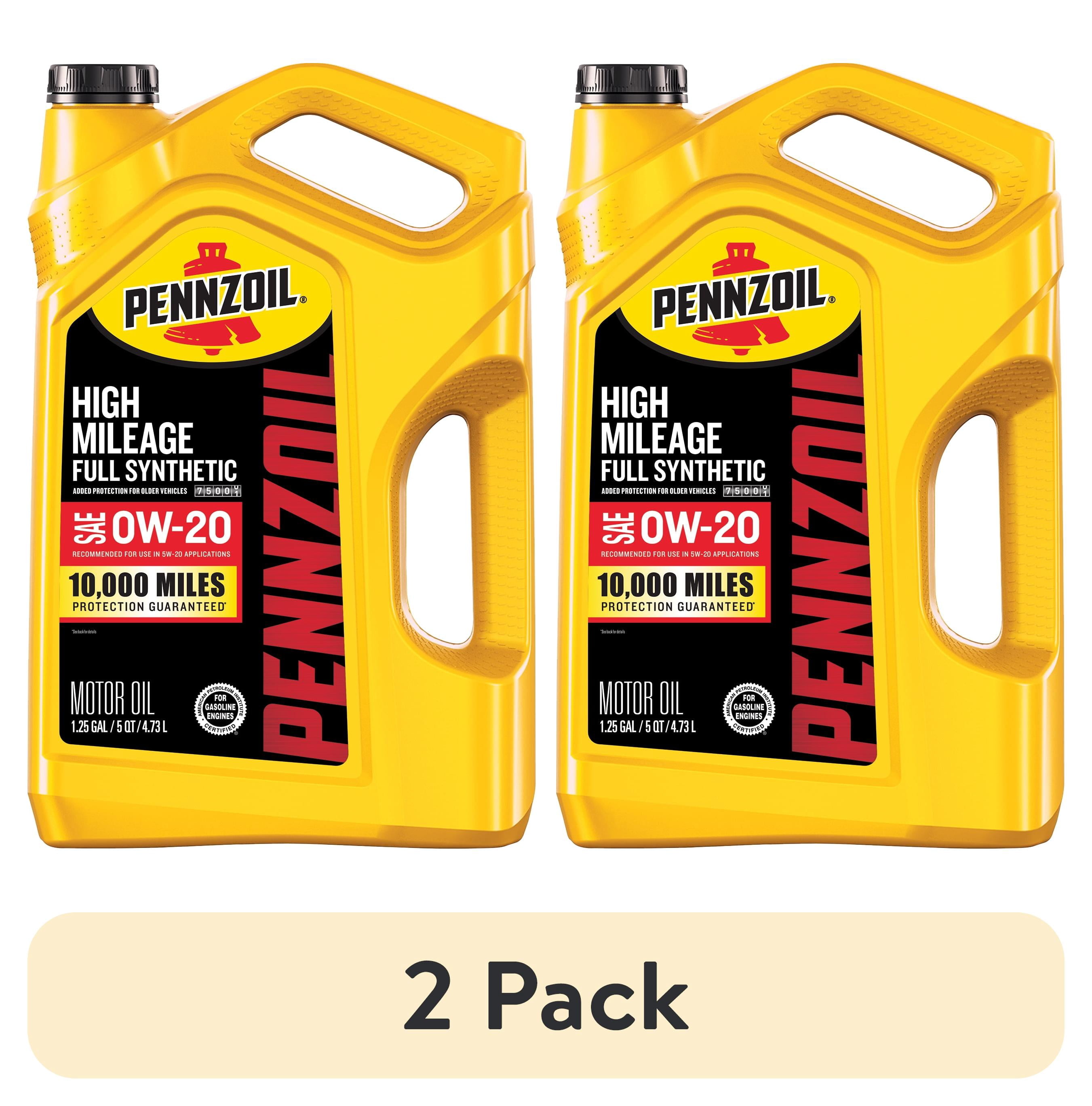 (2 pack) Pennzoil High Mileage Full Synthetic 0W-20 Motor Oil, 5 Quart