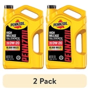 2 pack Pennzoil High Mileage Full Synthetic 0W-20 Motor Oil, 5 Quart